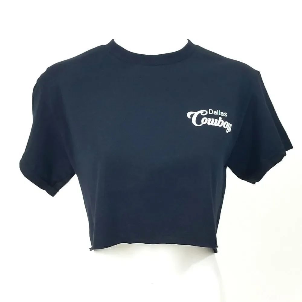 Dallas Cowboys Double Script Retro Logo NFL "Cropped" Crop Top Football Tee